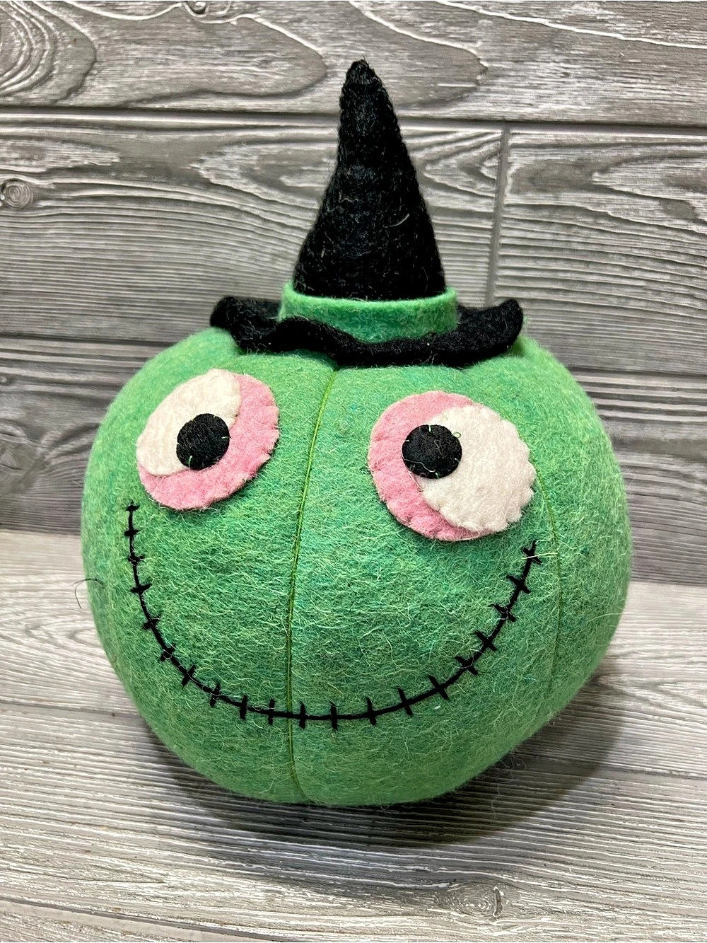 Halloween Pumpkin Witch Felt Decor Green & Black